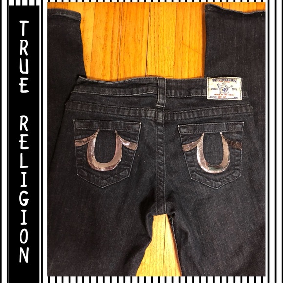 SZ 27-TRUE RELIGION DARK WASH BOOTCUT JEANS-32”ins - Picture 1 of 8